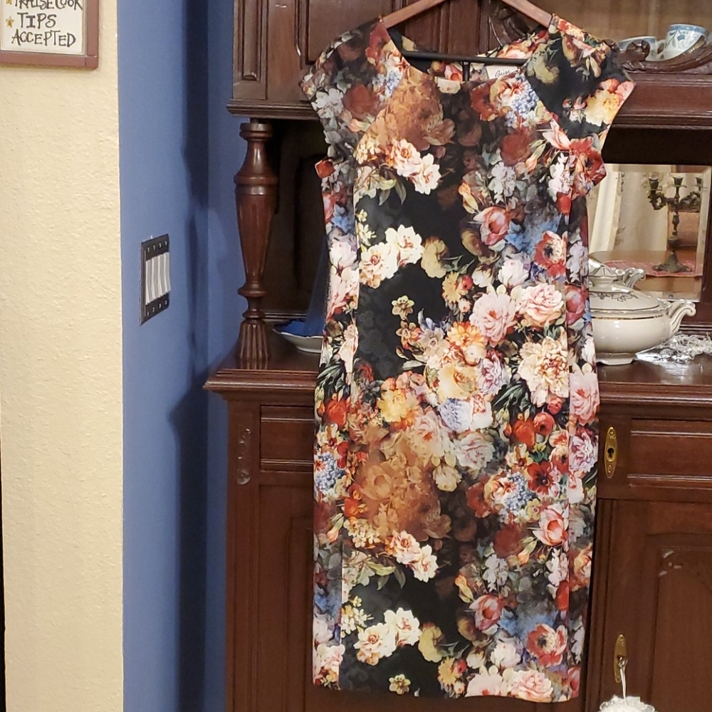 Floral winter dress, cozy and romantic size 10